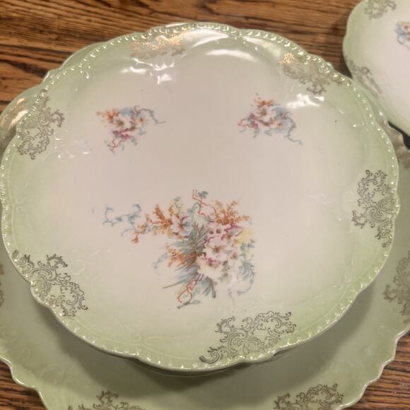 Antique Imperial Austria China Porcelain LUNCHEON SET 6 Plates + LG SERVING PL - Picture 3 of 13